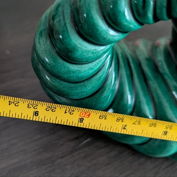 Large Cornucopia Sea Shell Pottery Vase Turquoise Blue Nautical Beach Decor Rare - Picture 2 of 4